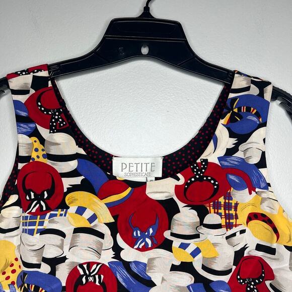 Vintage Petite Sophisticate Silk Reversible Lady Hat Pattern Tank Top Sz P Dots - Picture 3 of 11